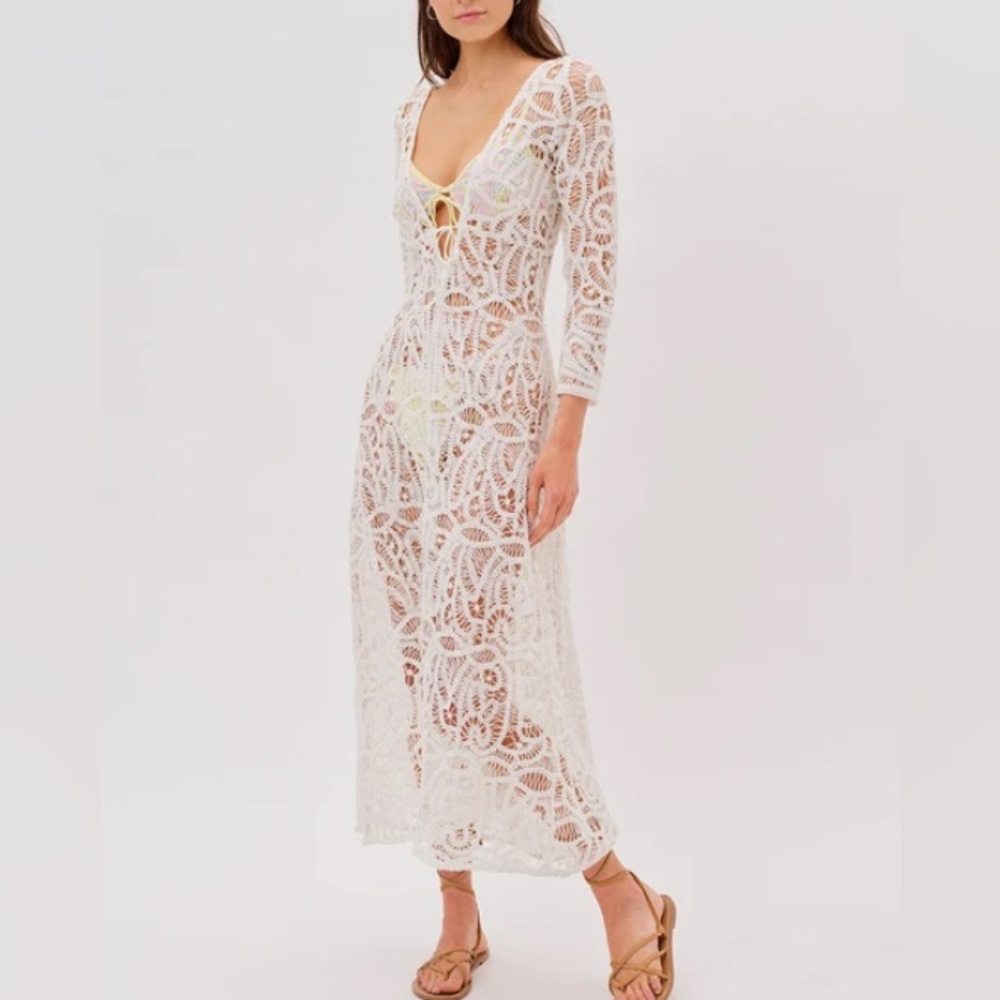 NWT For Love & Lemons Riviera Crochet Midi Dress